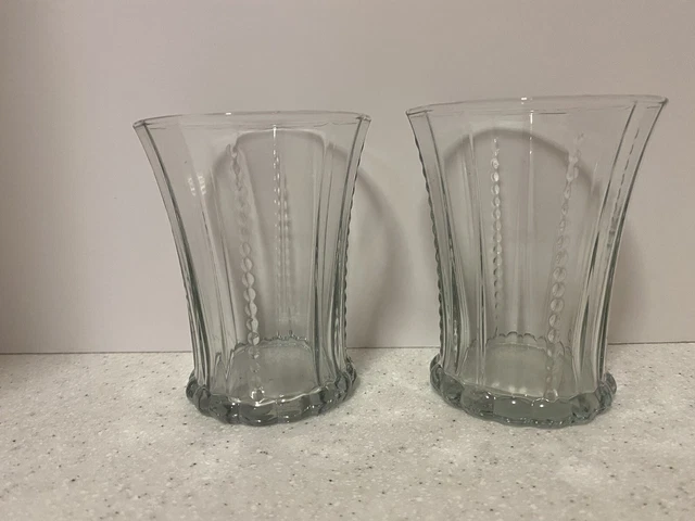 Set Of 2 Pier 1 Kara Faceted Beaded Double Old Fashioned DOF Rocks Glasses