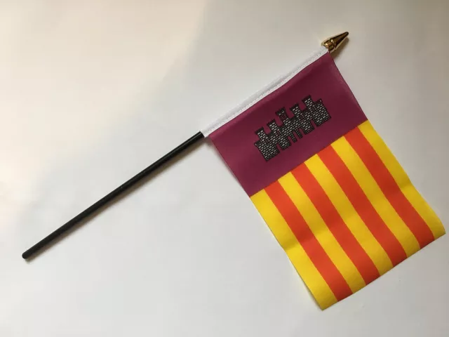 MALLORCA MAJORCA SMALL HAND FLAG 6"X4" flags BALEARIC ISLANDS SPAIN SPANISH