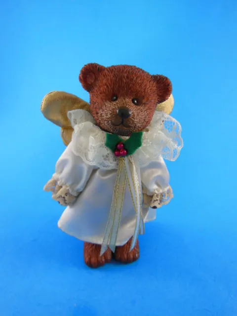 Russ Resin 5" Teddy Bear jointed Arms, legs, head Christmas angel Vintage