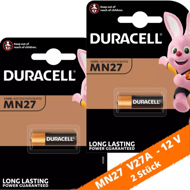 2 x Duracell MN27 V27A A27 8LR732 12V Batterie Knopfzelle Alkaline Fernbedienung