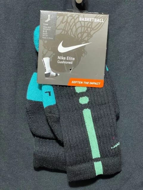 NIKE ELITE Basketball Crew Socks Small SX4586-037 S black/blue/seagrn Kobe BIN 4 NIKE ELITE Basketball Crew Socks Small SX4586-037 S black/blue/seagrn Kobe BIN 4