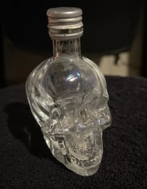 Dan Akroyds Crystal Head Vodka Skull Empty Clear Glass Mini Bottle