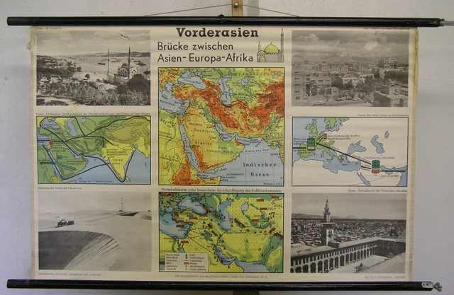 School Wall Map Wall Map Turkey Bosphorus Asia Minor Map 100x66c Map Card ~1960