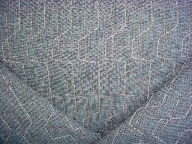 9-1/2Y Kravet Lee Jofa Slate Blue Sand Embroidered Matelasse Upholstery Fabric