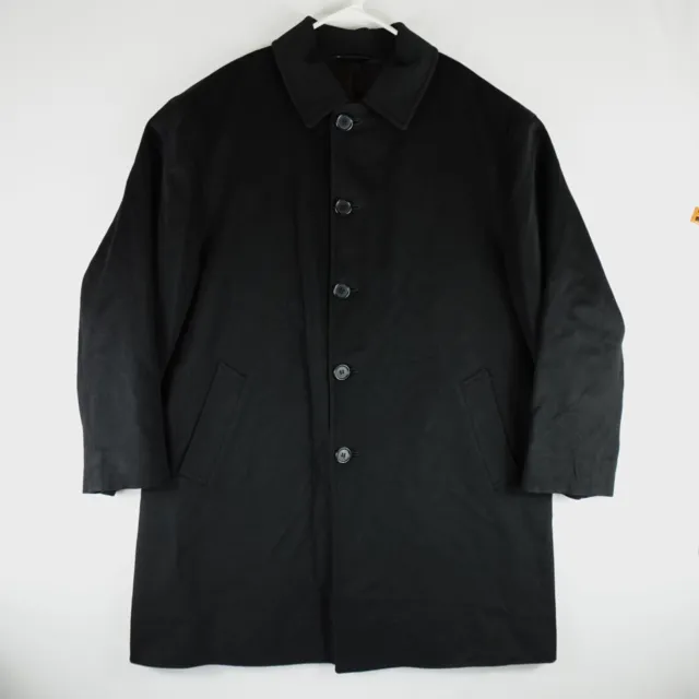 Brooks Brothers Overcoat Mens 42S Black Loro Piana Storm System BrooksStorm