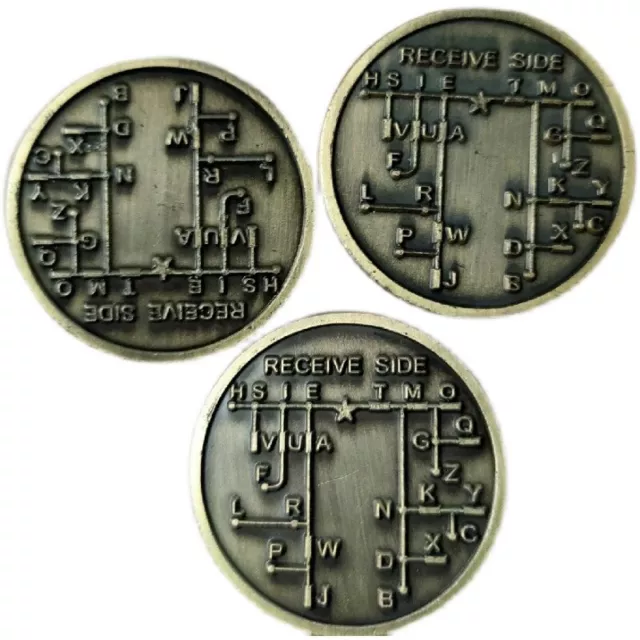 3pcs CW Morse Code Decoder Chart Medal Coin Morse Commemorative Coin Gift Prize