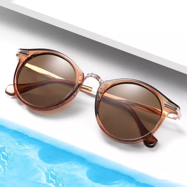 Round Polarized Sunglasses for Women Men UV400 Protection Fashion Shades Glasses