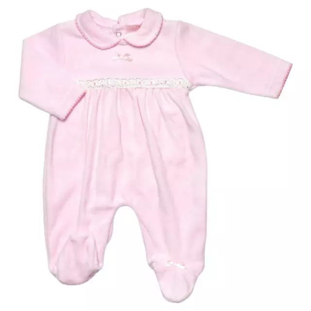 Baby Girl sleepsuit baby grow pink velour Spanish Style 3 6 Months