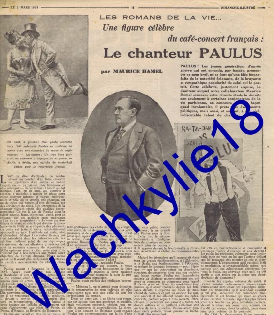 Dimanche illustré n°627 du 03/03/1935 Bicot Branner Saint-Ogan Chanteur Paulus