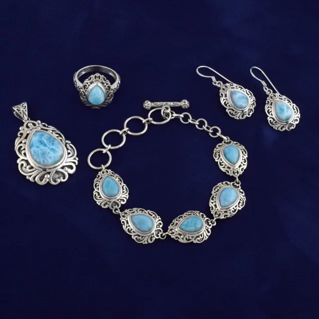 Set di gioielli da donna fatti a mano in argento sterling massiccio 925 con...