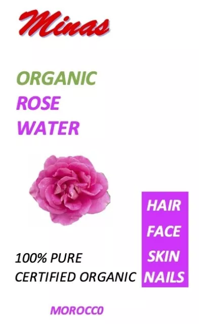 Organic Rose Water 16 Oz Chemical Free  from Morocco 100% Pure  face hair skin