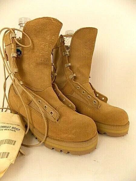 Wellco Army Combat Boots Beige Suede Canvas 4.5N Type 2 Temperate Weather NWT
