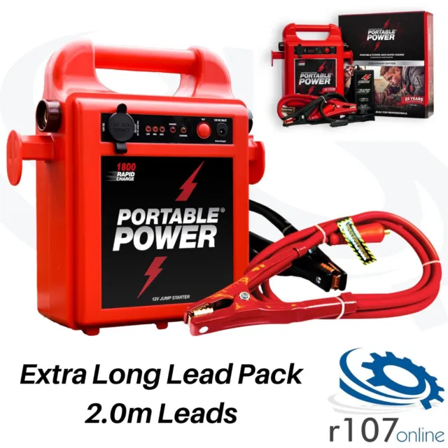 Portable Power 1800RC 12v Jump Starter / Booster Pack - X-Long Lead Pack (2.0m)
