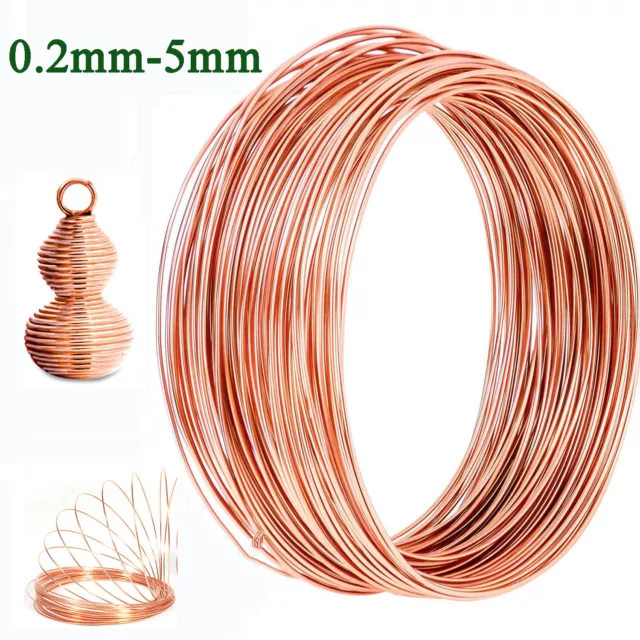 0.2-5mm Bare Soft Copper Wire for Craft Jewellery Sculpture Wire Round Solid DIY
