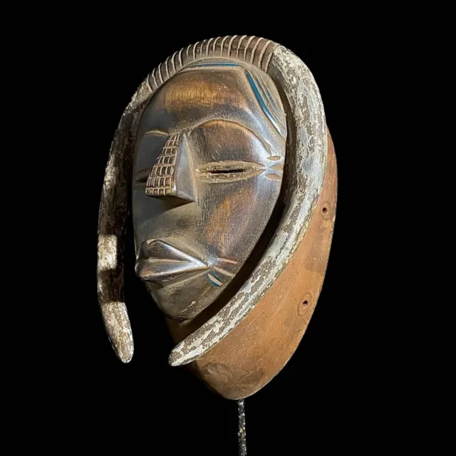 Vintage Hand Carved Wooden Tribal African Art Face Guro Mask Handmade -7913