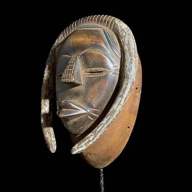 Vintage Hand Carved Wooden Tribal African Art Face Guro Mask Handmade -7913