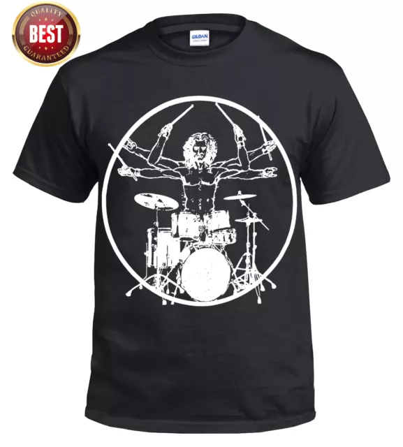 Vitruvian Drummer/Funny/Drumming/T Shirt/Drums/Drum/Kit Stick/Music/Rock/Top/Tee
