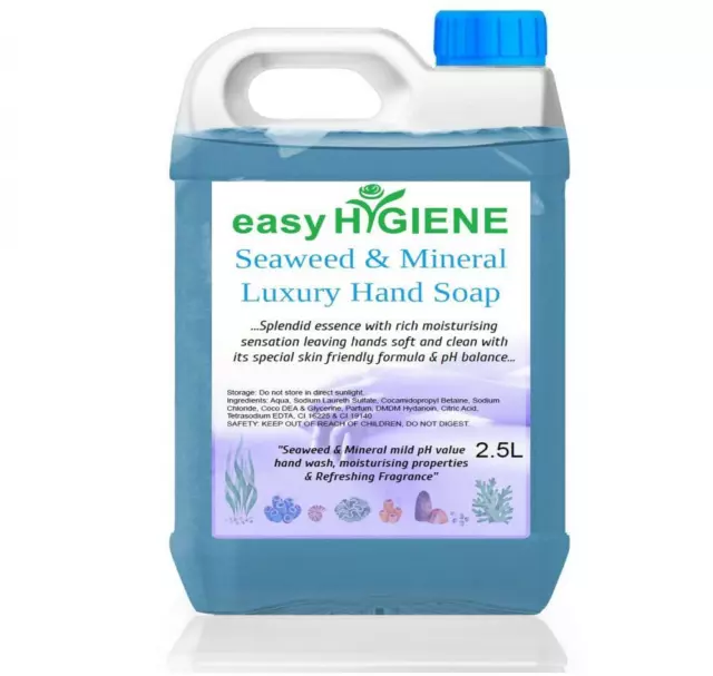 2.5L Luxury Seaweed & Mineral Liquid Hand Soap 2.5 Litre Blue Scented Fragranced