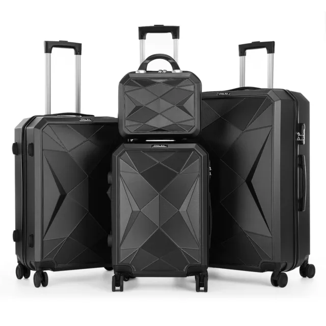 4 Piece Hardside Luggage Suitcase Set with 360° Double Spinner Wheels TSA Lock