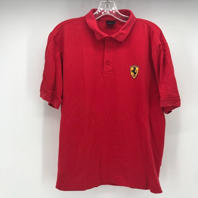 Ferrari Polo Mens Large Red Short Sleeve Pique Cotton Officially Licensed