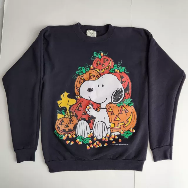 Vintage Peanuts Snoopy Woodstock Pumpkin Sweatshirt Size Large FITS MEDIUM