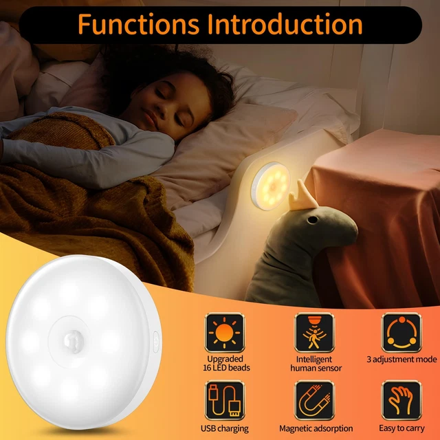 DAPHOMEU 6 PCS Motion Sensor Lights Indoor USB Rechargeable, Wireless ...