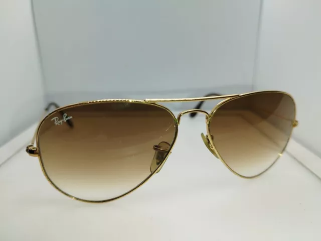 Ray Ban Aviator large metal golden frames sunglasses 58 mm lens Brown lenses