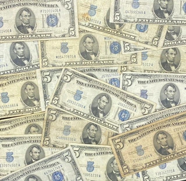 (1) 1934 $5 Dollar Blue Seal Silver Certificate Note FIVE Bill Lot Estate Sale