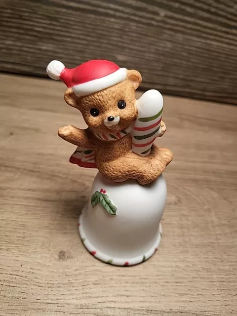 GEO Z LEFTON China 1983 Christmas Bell - Teddy BEAR 3.5" Tall Holiday Bell 03263