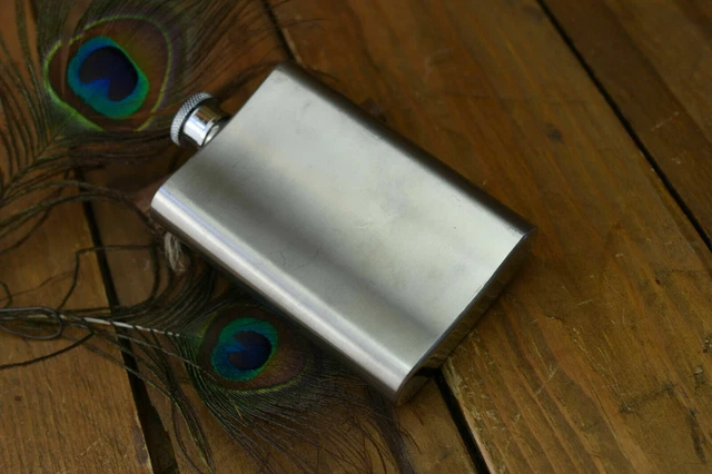 stainless  steel brushed effect hip flask , 4oz , country pursuits , whisky