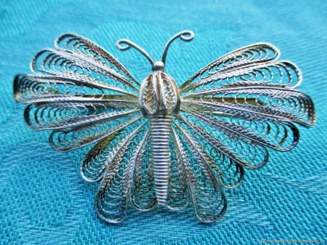 Broche Papillon Antique Argent  Art Nouveau France.Antique Papillon Brooch  Silv