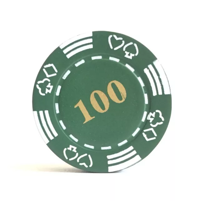 Refillable 100 Poker Chip Butane Cigarette Lighter - Green