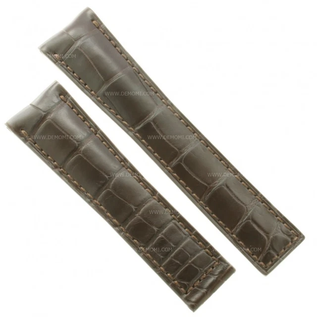 MUEN Bracelet Cuir De Crocodile Véritable Avec Boucle Déployante, 12mm-24mm, Accessoires De Montre De Remplacement En Alligator Noir/Marron Bracelet De Montre