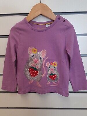 EX MINI BODEN GIRLS PINK EMBROIDERED MICE TOP SIZE 6 - 7 YEARS NEW (ref 499-502)