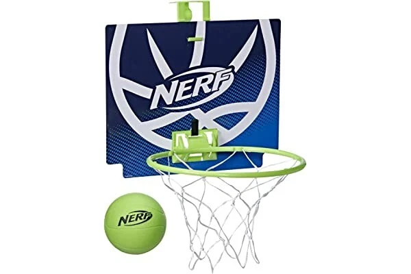NERF Nerfoop - the Classic Mini Foam Basketball and Hoop - Hooks on Doors - Indo