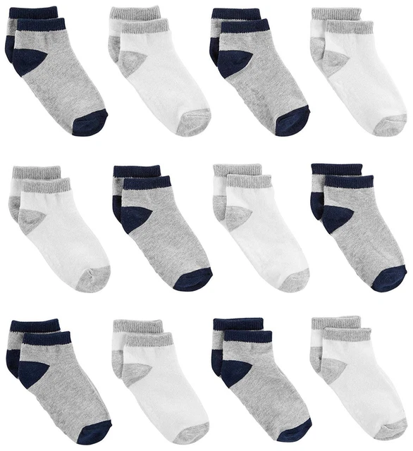 Baby Boys' 12-Pack Sock, Gray, White, Size 0-6 Months NzBk