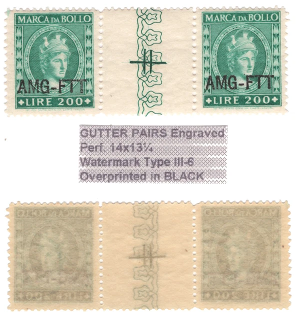 ITALY  AMG-FTT -  TRIESTE  Zone A, Lire 200 stamps 1946 - GUTTER PAIRS