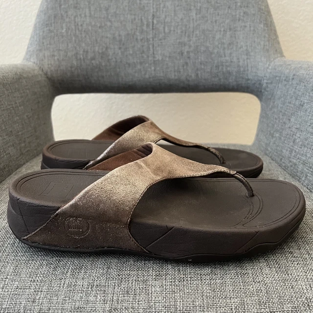 Fitflop womens Lulu Shimmer Suede thong bronze slip on sandal 505-012 Size 9