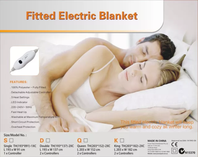 Digilex Queen Size Washable Fitted Polyester Electric Blanket