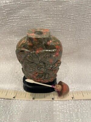 Chinese Hand Carved Red Unakite Snuff Bottle Natural Original Color # 12 5
