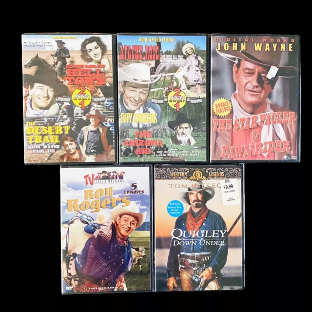 Western dvd movies set Lot of 5 NEW  SEALED. Roy Rogers, John Wayne, Tom Selleck