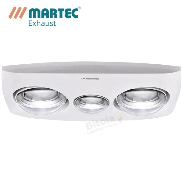 WHITE MARTEC CONTOUR 2 Heat Bathroom 3-In-1 Exhaust Fan With Led Light ...