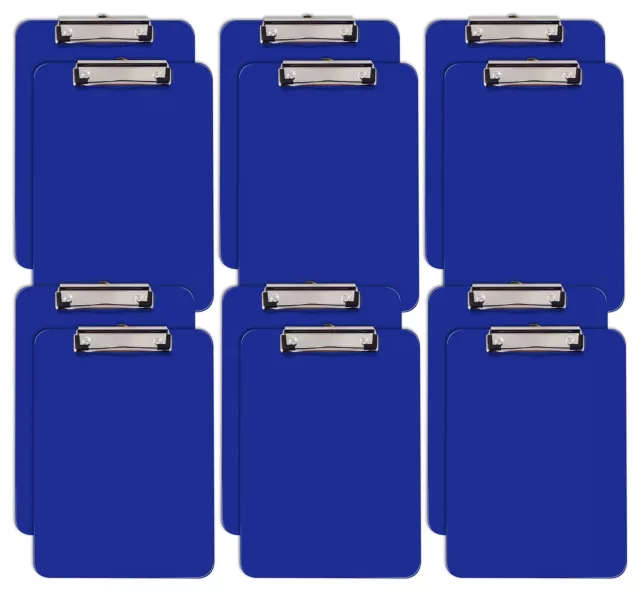Blue Plastic Clipboards, 12 Pack, Durable, 12.5 x 9 Inch, Low Profile Clip, b...
