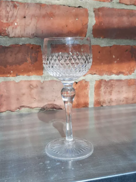 Stuart Cut Glass Crystal Long Stemmed Hock Wine Glasses Signed