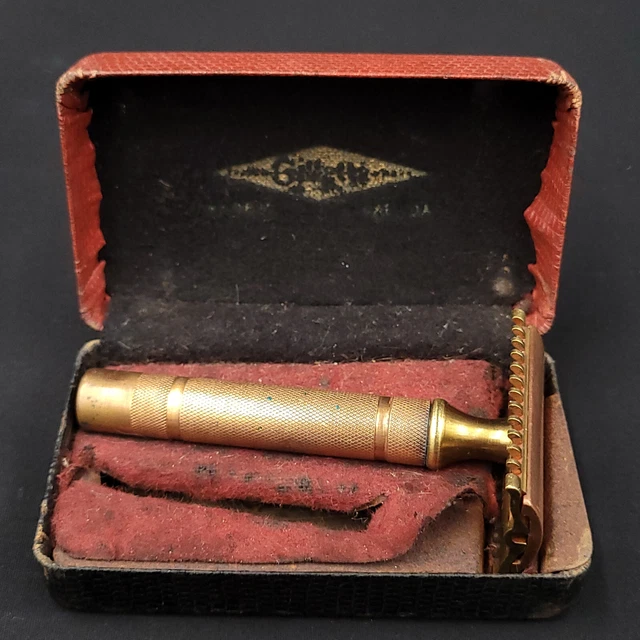 Vintage 1940s Gillette New Gold Special Open Comb DE Saftey Razor Made in Canada