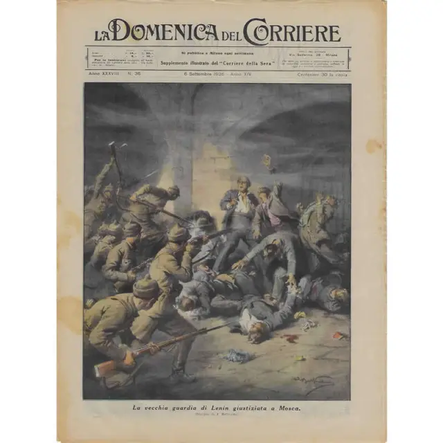 1936 * La Domenica Del Corriere (N°36) "La Vecchia Guardia di Lenin Giustiziata