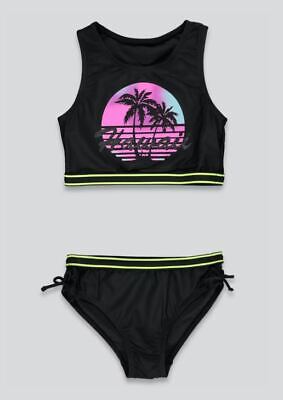 Girls BNWT black Hawaii crop top bikini set  bikini set Holiday (AB785)