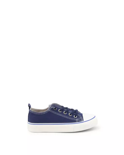 Shone Metal Eyelet Fabric Sneakers with 2cm Platform  - Blue