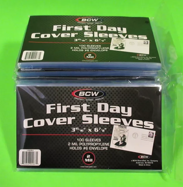 1000 First Day Cover Poly Sleeves, For #6 Covers, Bcw Brand W/ Free Shipping