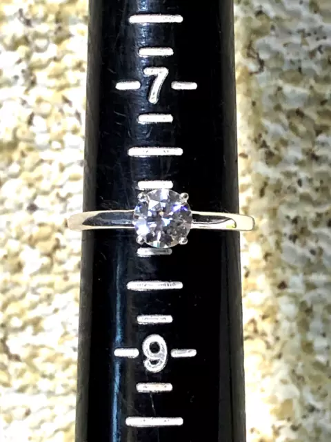 Solitaire Ring Size 8 -Zirconia From Swarovski- Platinum  Over St. Silver